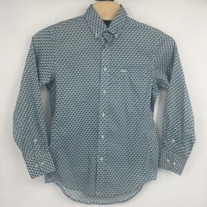 Wrangler 20X Competition Mens Medium Teal Geometric Diamond Button Down Shirt